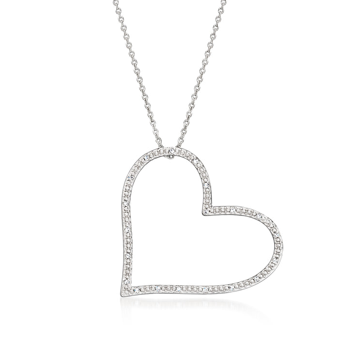 Sterling silver diamond heart pendant necklace