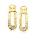 Bead drop earrings in gold-tone with clear CZ stones and rounded top drop