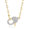 Gold over sterling necklace with diamond heart clasp and link chain