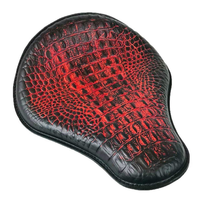 2017-2025 Triumph Bonneville Bobber Seat 13x15" Antique Red Alligator Saddle - Mother Road Customs