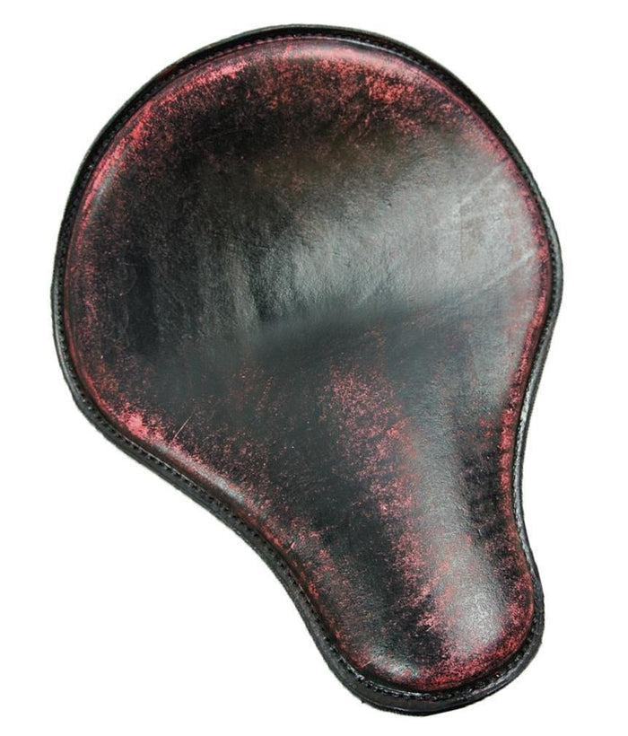2017-2025 Triumph Bonneville Bobber Seat Solo Red Distress Leather 13x15 Saddle - Mother Road Customs