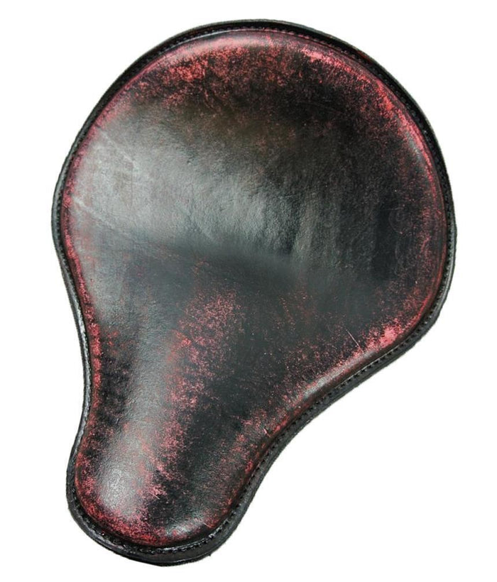 2017-2025 Triumph Bonneville Bobber Seat Solo Red Distress Leather 13x15 Saddle - Mother Road Customs