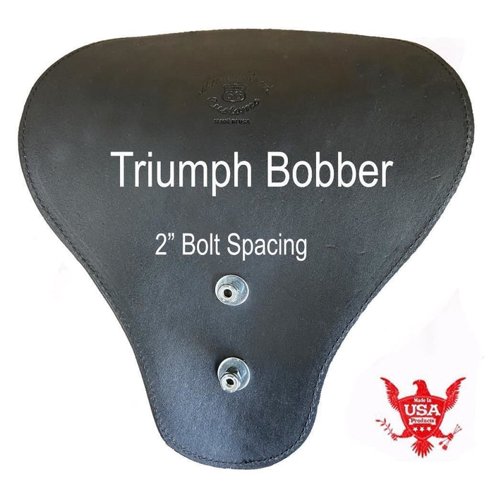 2017-2025 Triumph Bonneville Bobber Seat Solo Red Distress Leather 13x15 Saddle - Mother Road Customs