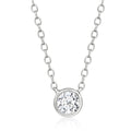 Sterling silver solitaire necklace with round bezel-set lab-grown diamond
