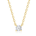 Gold over sterling solitaire necklace with round lab-grown diamond in prong setting