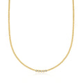 Gold beaded necklace with bezel-set round diamond accents