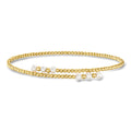 14kt yellow gold pearl beaded bypass cuff bracelet with white cultured pearls
