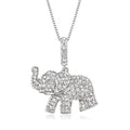 Sterling silver baby elephant pendant with pave diamonds, on link chain necklace