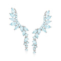 Sterling silver drop earrings with sky blue topaz marquise stones, leaf-like cluster