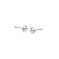 Platinum ball stud earrings, 4mm round posts with polished silver shine