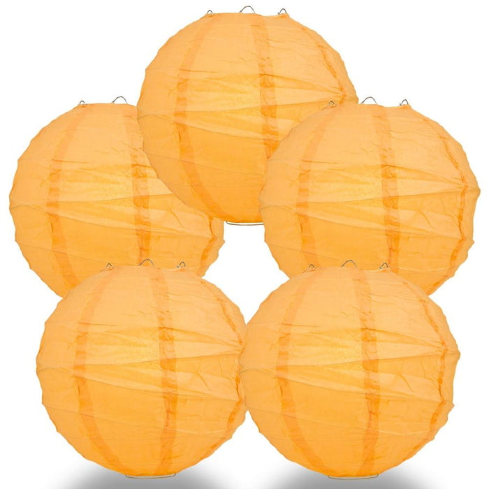 BULK PACK (5) 28" Papaya Round Paper Lantern, Crisscross Ribbing, Chinese Hanging Wedding & Party Decoration - PaperLanternStore.com - Paper Lanterns, Decor, Party Lights & More