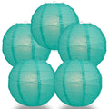BULK PACK (5) 28" Teal Green Round Paper Lantern, Crisscross Ribbing, Chinese Hanging Wedding & Party Decoration - PaperLanternStore.com - Paper Lanterns, Decor, Party Lights & More