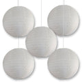 BULK PACK (5) 30" Beige Jumbo Shimmering Nylon Lantern, Even Ribbing, Durable, Dry Outdoor Hanging Decoration