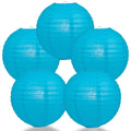 BULK PACK (5) 30" Turquoise Jumbo Round Paper Lantern, Even Ribbing, Chinese Hanging Wedding & Party Decoration - PaperLanternStore.com - Paper Lanterns, Decor, Party Lights & More