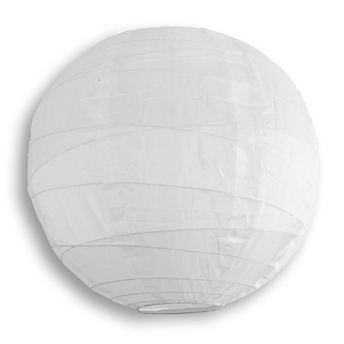 BULK PACK (5) 30" White Jumbo Shimmering Nylon Lantern, Crisscross Ribbing, Durable, Dry Outdoor Hanging Decoration