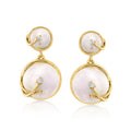 Cultured pearl drop earrings in gold tone with small diamond clusters on circular pearls