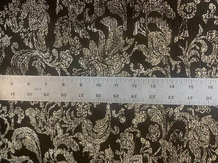 Printed Stretch Pleated Mesh - Jet Black/ Gold