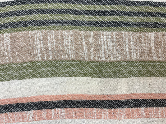 Textured Cotton Stripe - Warm White & Pastel
