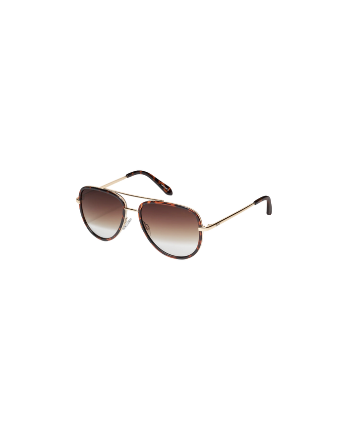All in Mini Sunglasses, Tortoise Frame/Brown Fade Lens