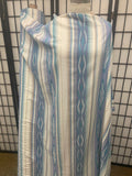 American Stripe Print Cotton  - Off White, Brown and Turquoise, Lurex