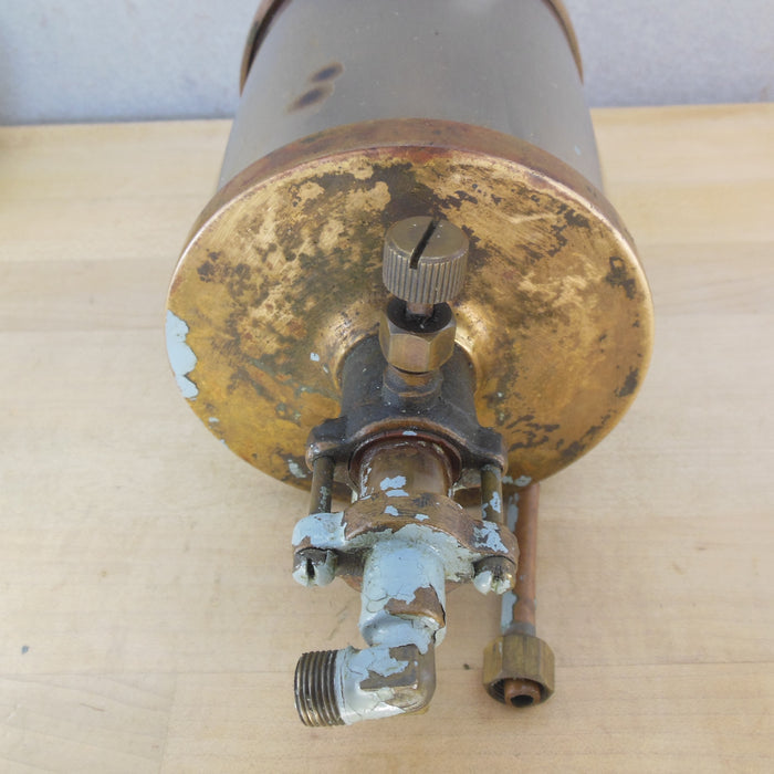 Antique Essex Brass Corp Cylinder Oiler Hit Miss Engine Antique 5" Tall Bowl Vintage