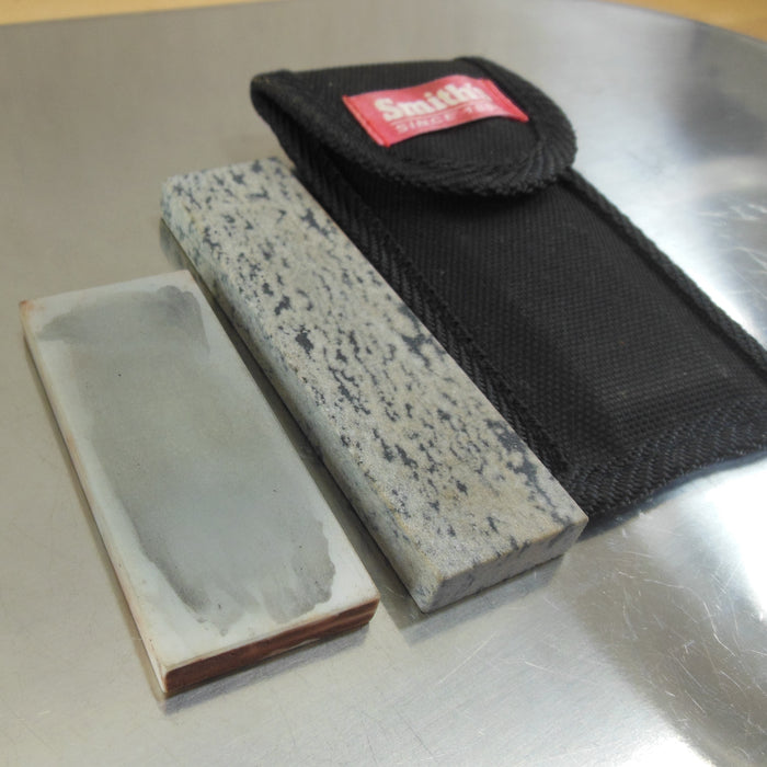 Arkansas Oilstone Co. & Smith's Belt Sheath Sharpening Stones used