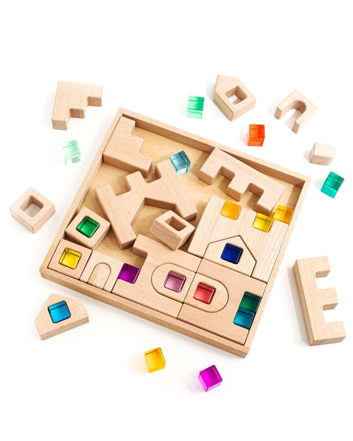 Barca Block Set in its beechwood tray