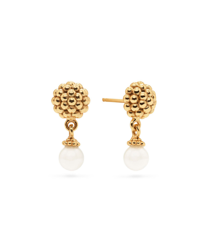 Berry Drop Stud Earrings, Pearl