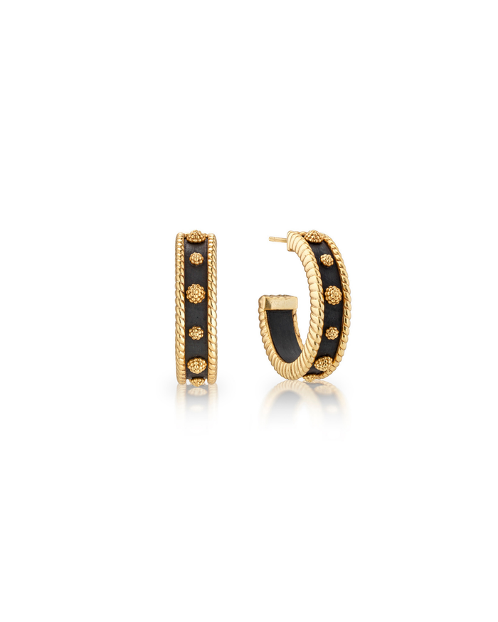 Berry Medium Hoop Earrings, Ebony