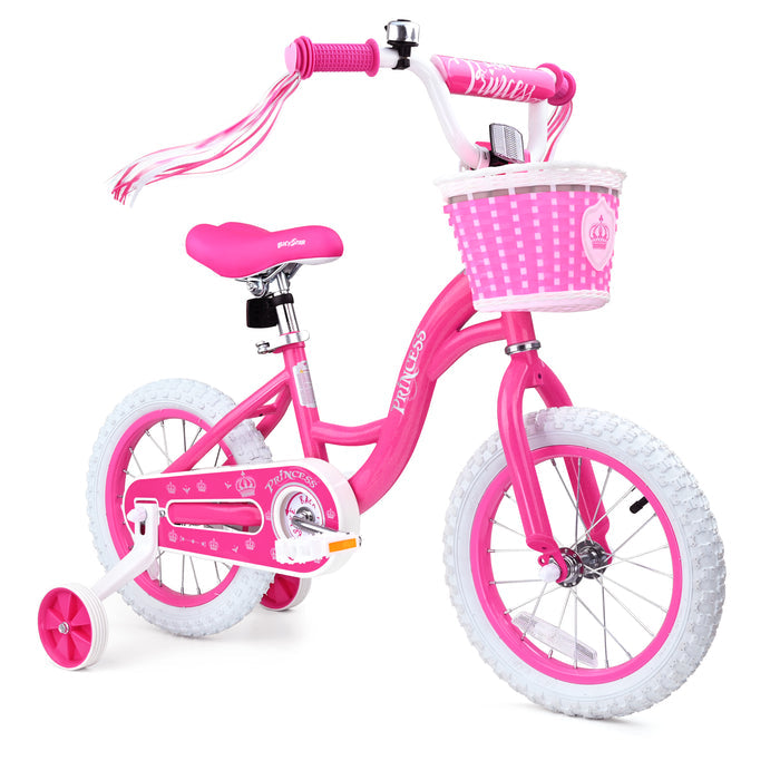 Bicystar Girls Bike for Kids 3-8 Years with Training Wheels, Basket 12 14 16 18 inch | BS-PB01