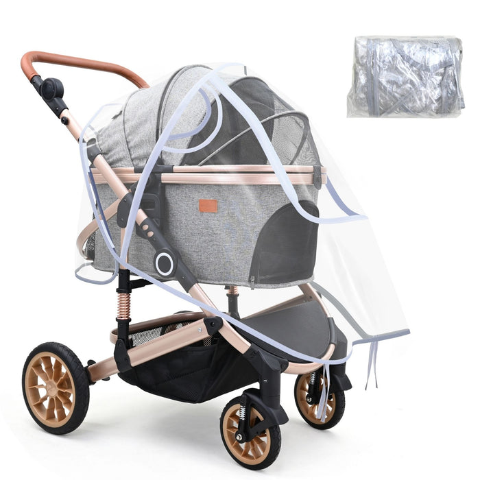 Bicystar Pet Stroller Rain Cover, Clear EVA with Front Zipper, Ventilation Holes, Foldable Universal Fit