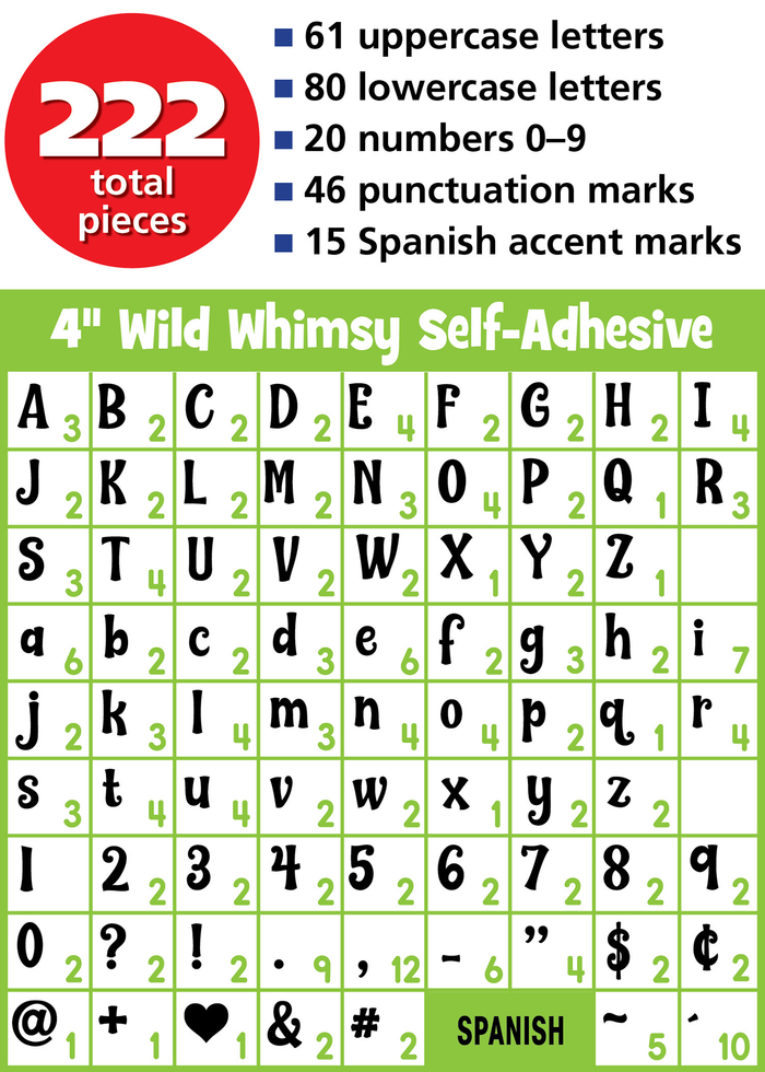 Calming Colors 4" Wild Whimsy Self-Adhesive Letters Combo Pack