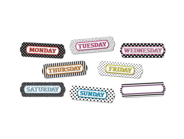 Die-Cut Magnets, B&W Designs Days of the Week