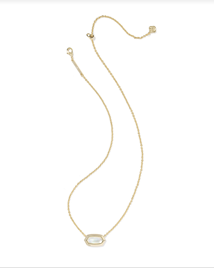 Elisa Bezel Pendant Necklace, Gold/Ivory Mother of Pearl
