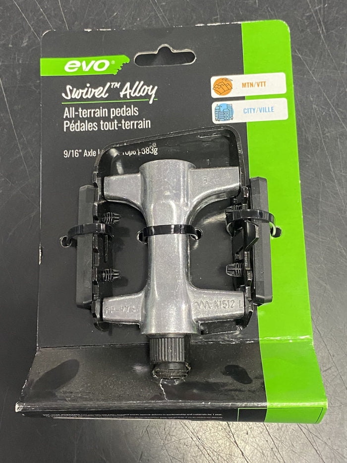 Evo Swivel Alloy Bicycle Pedals 9/16" Silver Pair-Evo-Sports Replay - Sports Excellence