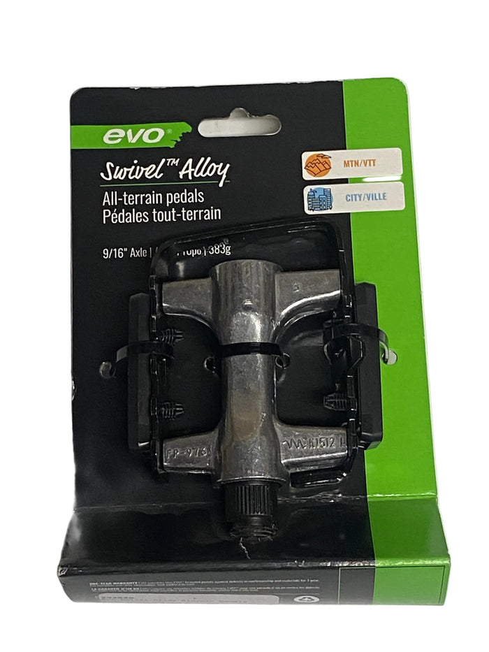 Evo Swivel Alloy Bicycle Pedals 9/16" Silver Pair-Evo-Sports Replay - Sports Excellence