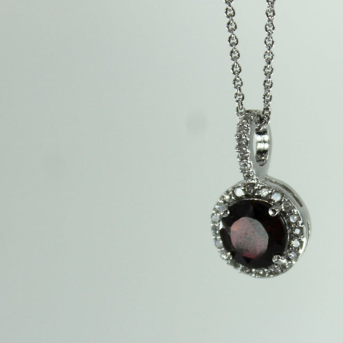 FAB Crystal Pendant Necklace Faceted Ruby Red Focal 925 closeup view