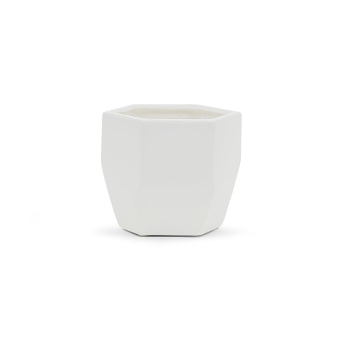 Front view of Honey Pot Vase with Decorative Knob Edge showcasing glossy white ceramic finish on white background