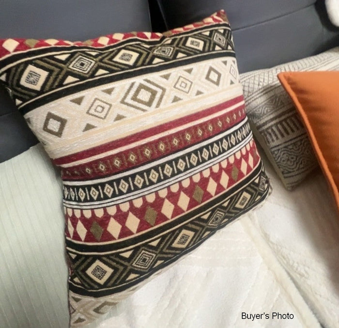 Geometric Pattern Chenille Throw Pillow for Couch, Bohemian Decorative Sofa Pillows, Extra Large Decorative Throw Pillows, Modern Sofa Pillows-Paintingforhome