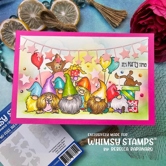 Gnome Party Row - NoFuss Masks - Whimsy Stamps