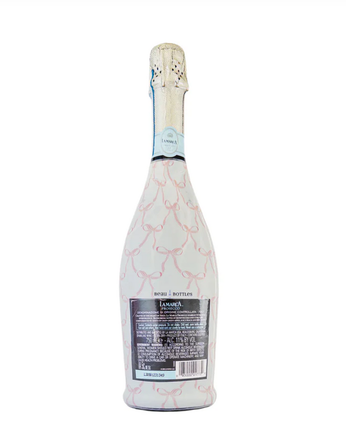 Grandmilleenial Pink Bows Bottle Wrap, La Marca Edition