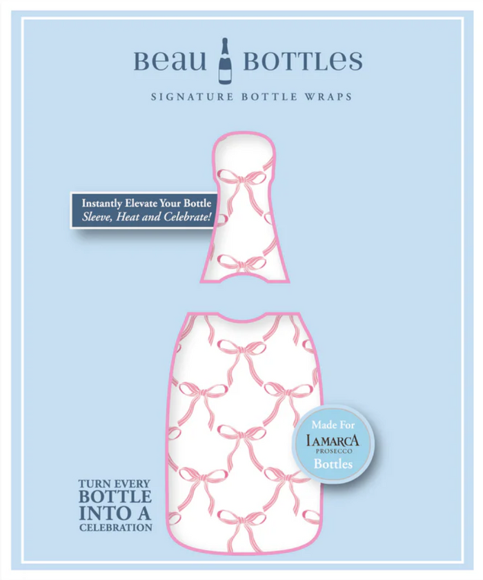 Grandmilleenial Pink Bows Bottle Wrap, La Marca Edition