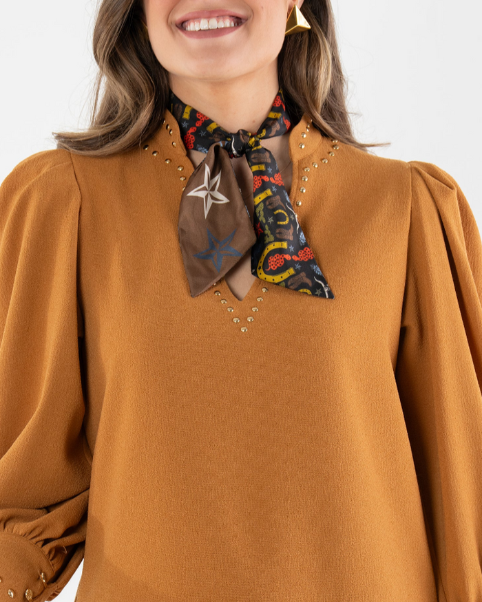 Hand-Stitched Silk Scarfette, Lone Star
