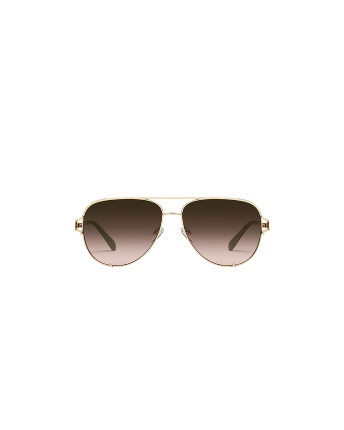 High Key Twist Sunglasses, Gold Frame/Brown Rose Lens