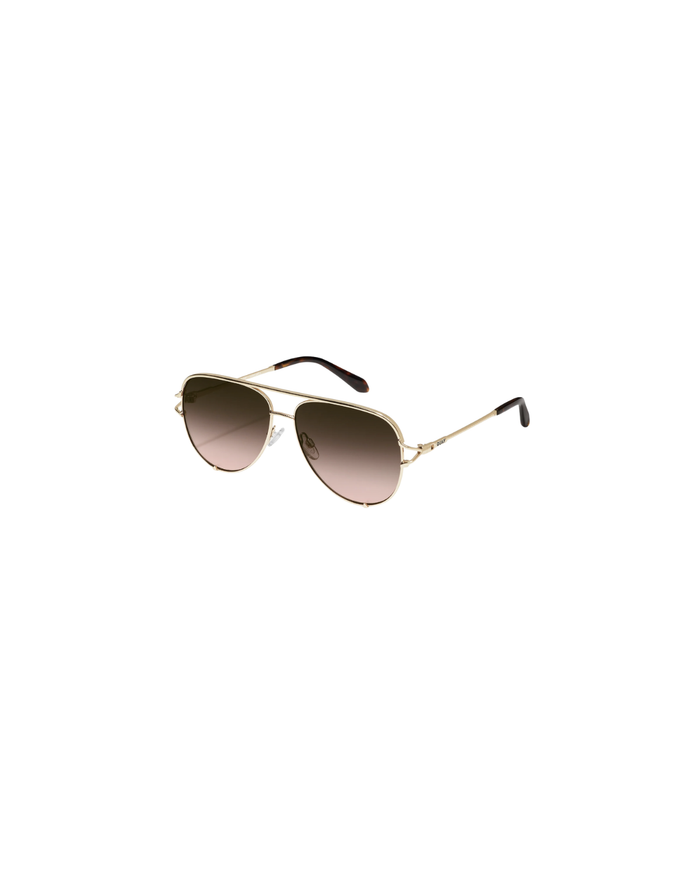 High Key Twist Sunglasses, Gold Frame/Brown Rose Lens