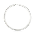 Sterling silver omega chain necklace, ribbed 8mm links, round profile