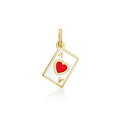 14kt yellow gold card charm with multicolor enamel ace of hearts dangle