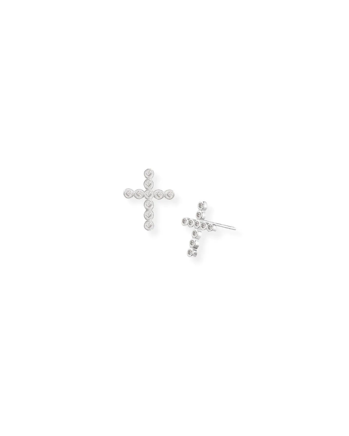 Legacy Cross Stud Earrings, Silver