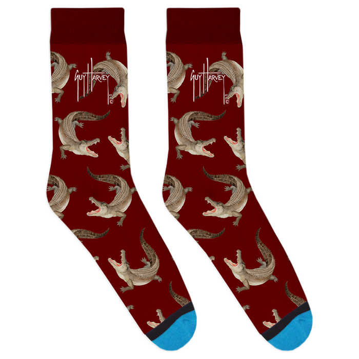 Maroon Gator Socks View 1