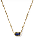 Mini Elisa Satellite Short Pendant Necklace, Gold Blue Lapis
